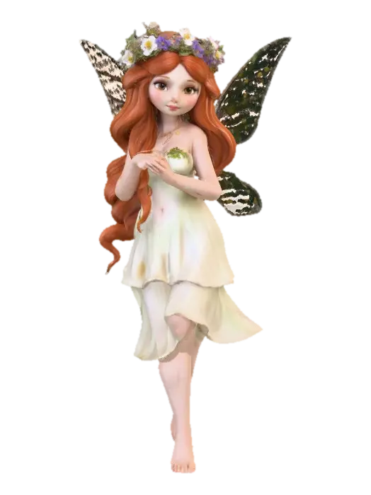 beautiful woodland fairy in a slow dance posture, the queen is adorned with wild… - Auburn 3D model, vytvořený pomocí AI