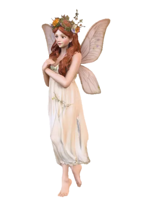 beautiful woodland fairy in a slow dance posture, the queen is adorned with wild… - Auburn 3D model, vytvořený pomocí AI