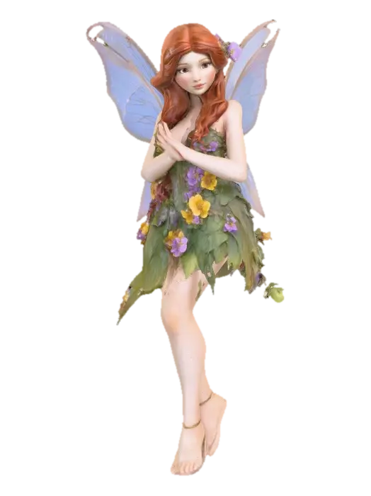 beautiful woodland fairy in a slow dance posture, the queen is adorned with wild… - Auburn 3D model, vytvořený pomocí AI