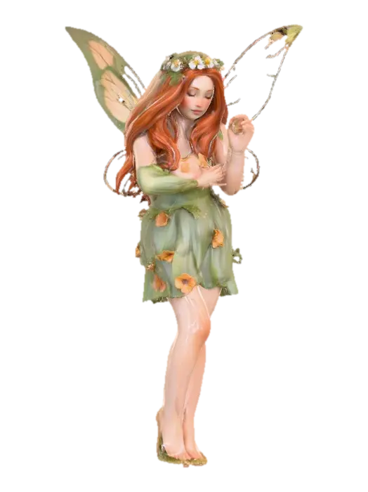 beautiful woodland fairy in a slow dance posture, the queen is adorned with wild… - Auburn 3D model, vytvořený pomocí AI
