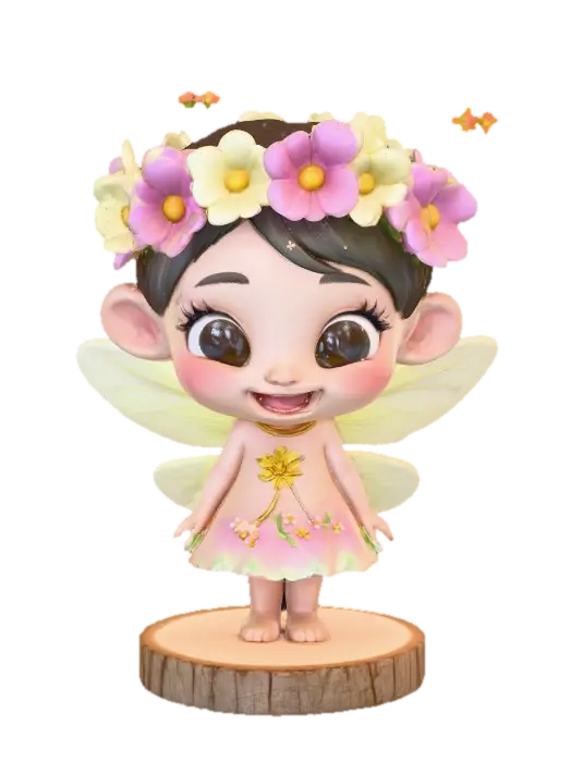 An adorable chibi cartoonish fairy sprite wearing a crown of tiny flowers.… - Laughing 3D model, vytvořený pomocí AI