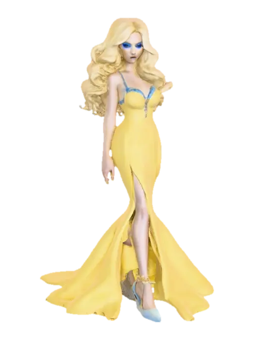 Sultry Goldilocks" a glamorous reimagining of the classic fairy tale character. This… - She 3D model, vytvořený pomocí AI