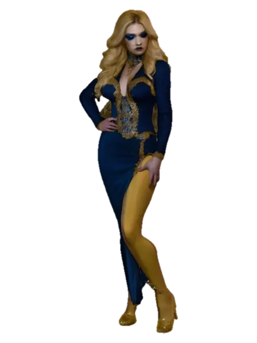 Sultry Goldilocks" a glamorous reimagining of the classic fairy tale character. This… - She 3D model, vytvořený pomocí AI