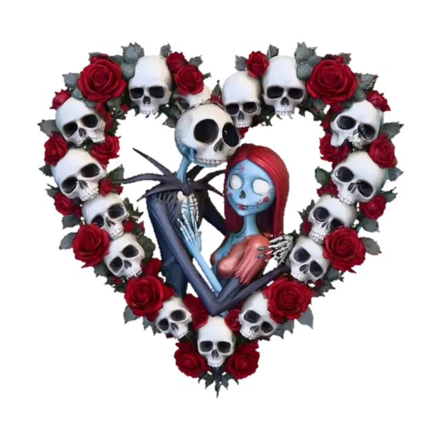 Eternal Love, #Halloween2025# jack sally skulls heart love couples - Romance 3D model, vytvořený pomocí AI