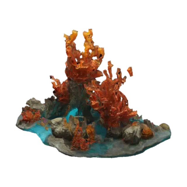 colored corals emerged from a pool of water. Highly stylized. Deeply carved detail.… 3D model, vytvořený pomocí AI