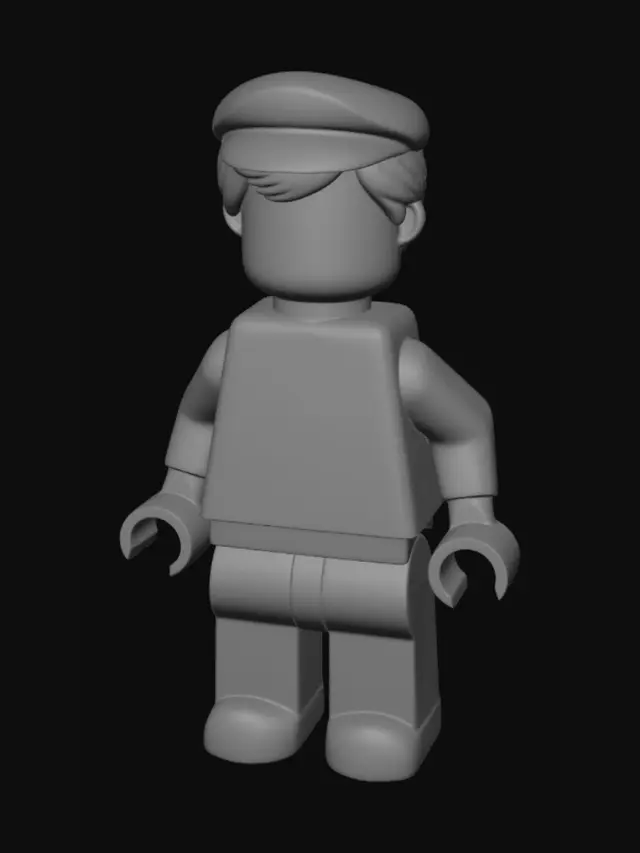 3D model for A lego dublo compatible of a train conductor man. Fully articulated and 3d printable. Multi colour with maximum of four colors.