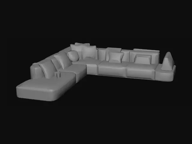 3D model for Beige sectional sofa