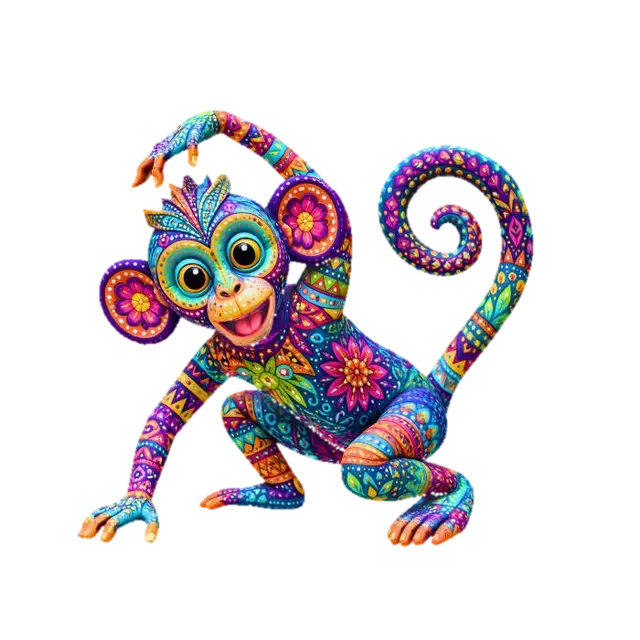 Kaleidoscopic Monkey - Symmetry 3D model, vytvořený pomocí AI