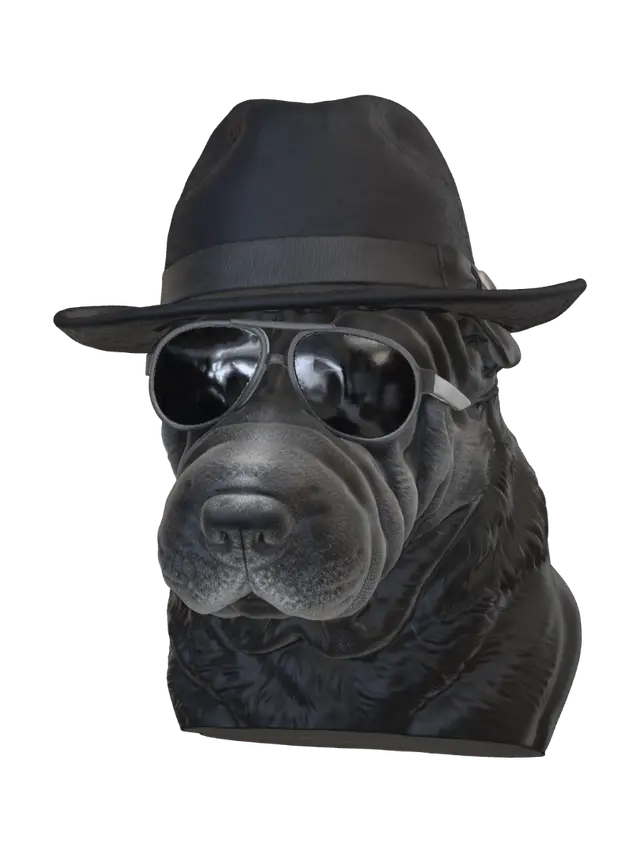 cool dog - Spy 3D model, vytvořený pomocí AI