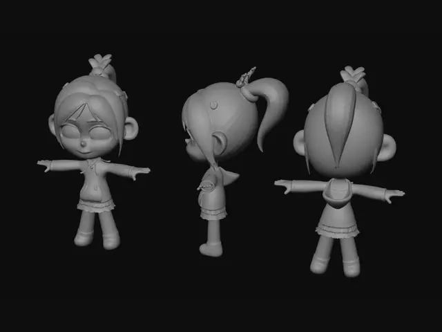 3D model for Chibi 3D Character Turnaround: Green Hoodie Girl