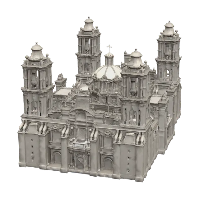 Modern Zocalo Mexico 3D model, vytvořený pomocí AI