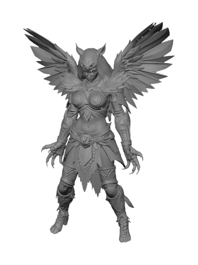 3D model for combine a grizzly bear, female human and hummingbird as a warrior in an epic pose
