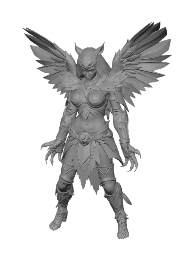 3D model for combine a grizzly bear, female human and hummingbird as a warrior in an epic pose