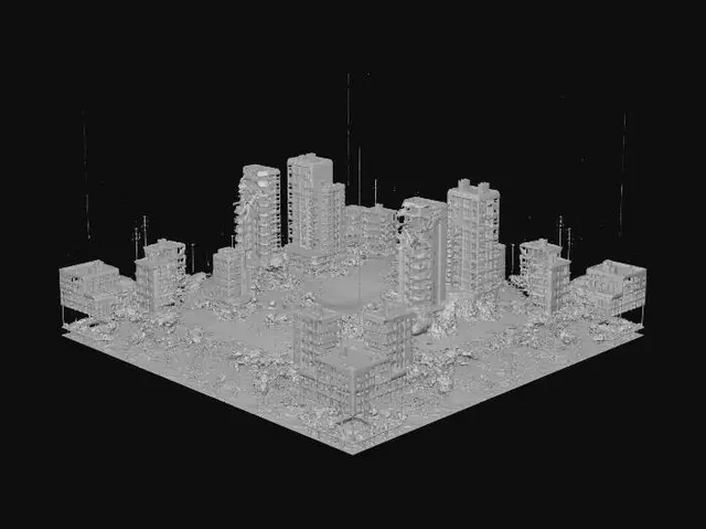 3D model for Volcanic Inferno Over a Fallen City