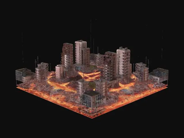 3D model for Volcanic Inferno Over a Fallen City