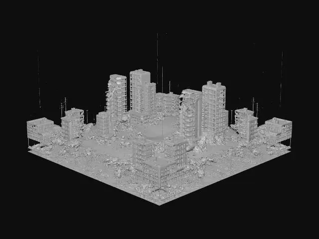 3D model for Volcanic Inferno Over a Fallen City