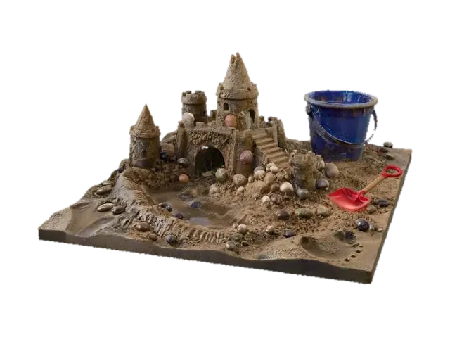 Generated an ultra-detailed, photorealistic beach scene featuring a handcrafted… 3D model, vytvořený pomocí AI