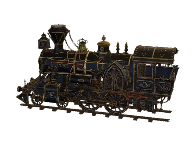Steampunk Iron Locomotive 3D model, vytvořený pomocí AI