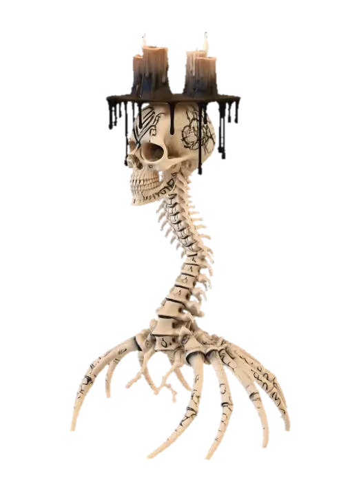 Candle Crowned Skeleton 3D model, vytvořený pomocí AI