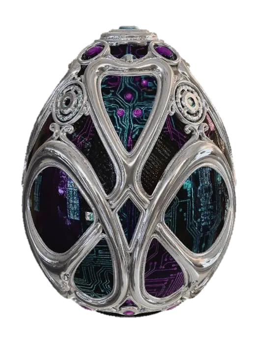 Cyber-Nouveau Fabergé Egg - Faberge 3D model, vytvořený pomocí AI