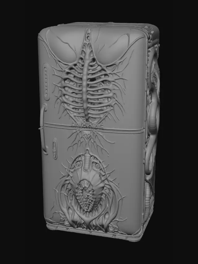 3D model for A standalone figurine of Conquest, the first horseman of the apocalypse, riding a white horse. Same gothic classical marble sculpture style — muscular baroque-inspired rider, flowing robes, dramatic pose. Conquest wears a crown and raises a massive ornate war horn to his lips triumphantly. No bow. Wide thick circular scenic base with skulls, debris and carved relief iconography around the rim. Monochromatic stone marble aesthetic. Product render, studio lighting, clean white background, isometric view, full figure visible.