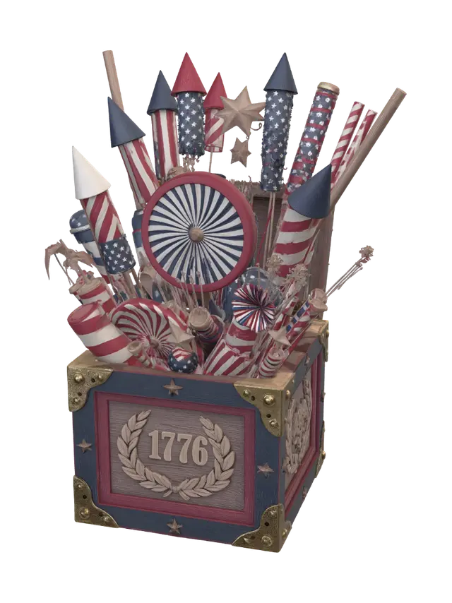 Modèle 3D 1776 Firework Chest, généré par IA