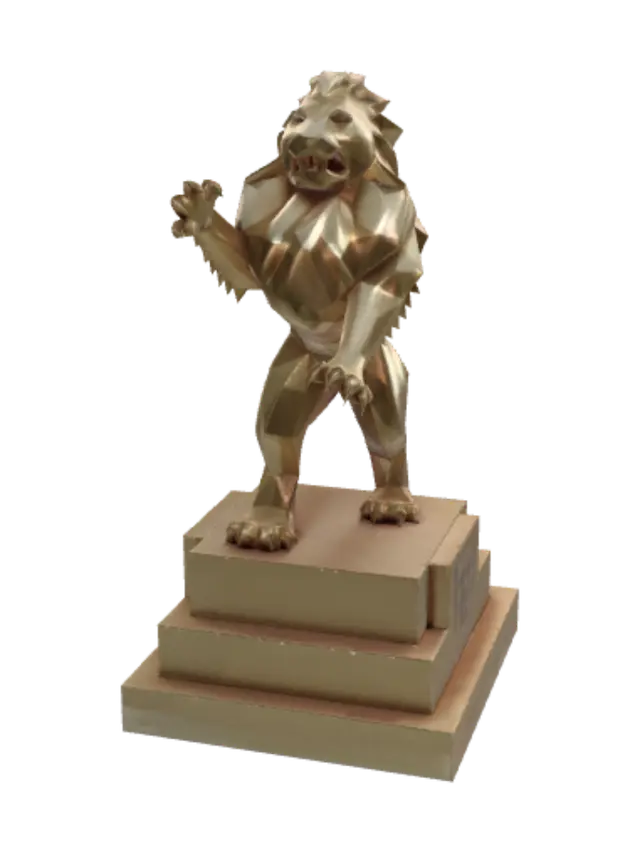 Golden Lion Football Champions - Victory 3D model, vytvořený pomocí AI