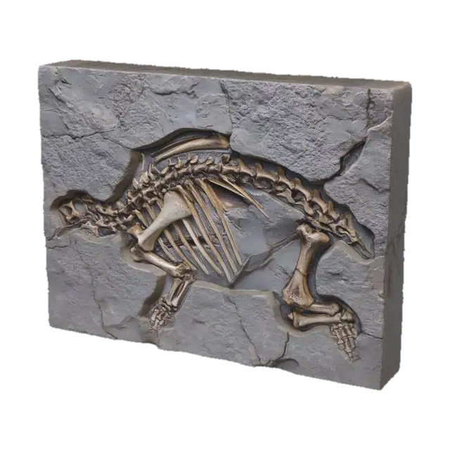 Dinosaur Fossil in Stone 3D model, vytvořený pomocí AI