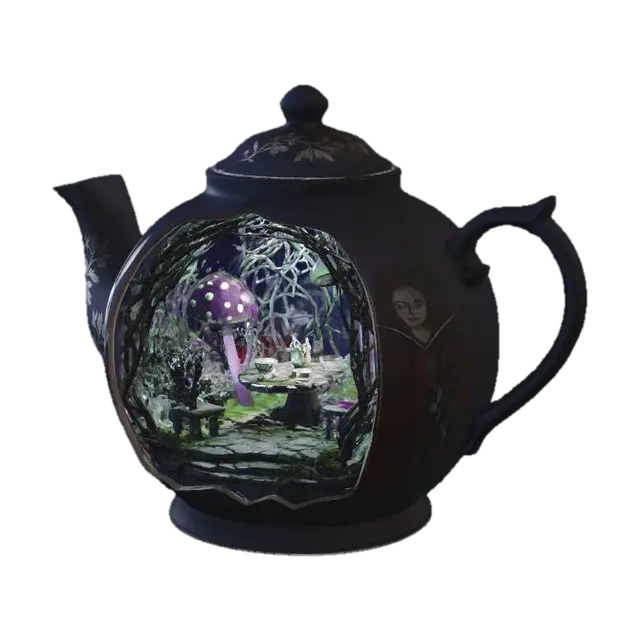 Enchanted Teapot Garden 3D model, vytvořený pomocí AI