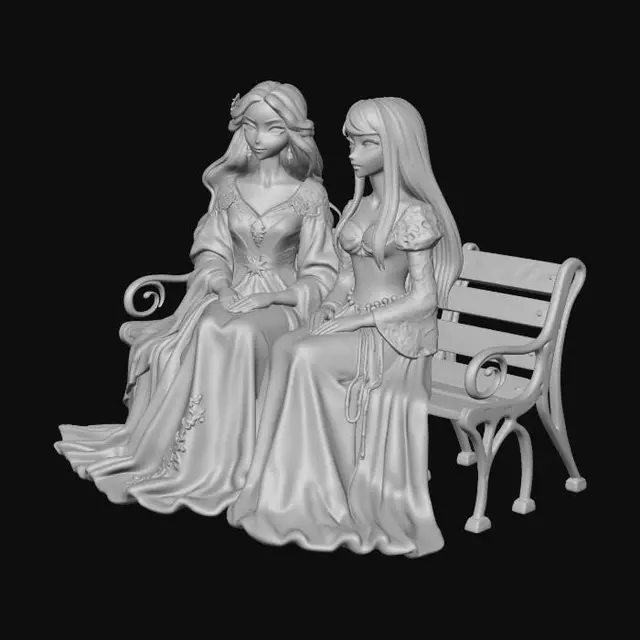 3D model for Sun and Moon on a Park Bench