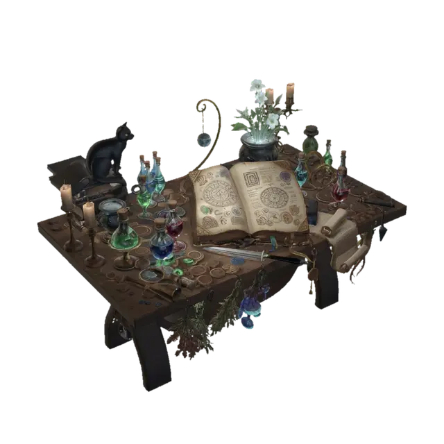Midnight Alchemist's Grimoire - Spellbook 3D model, AI generated