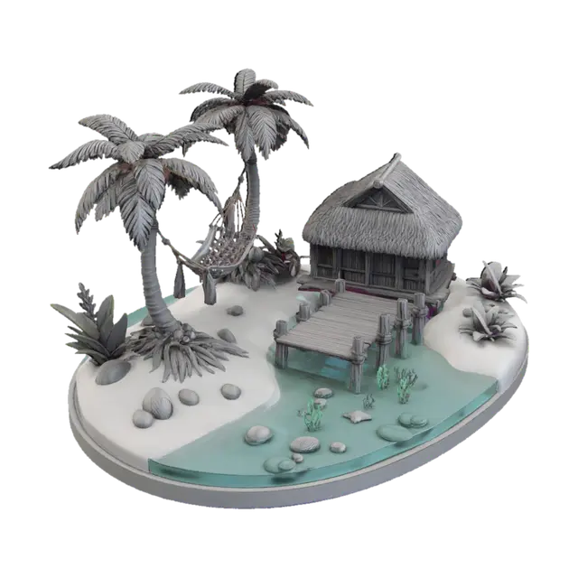 Tropical Paradise Model - Palm 3D model, vytvořený pomocí AI