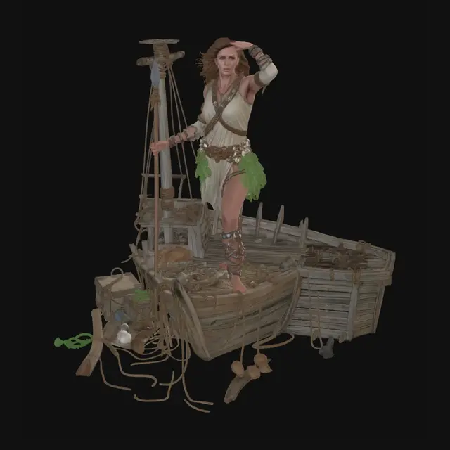 3D model for Sea Warrior on a Tropical Shore