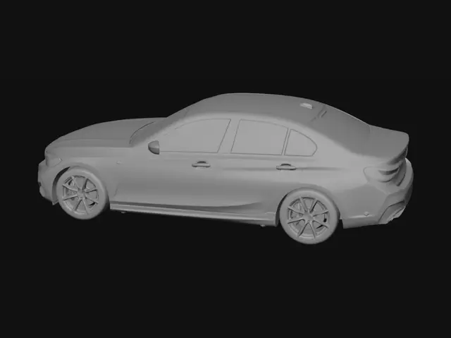 3D model for Black BMW M Sport Sedan in Profile