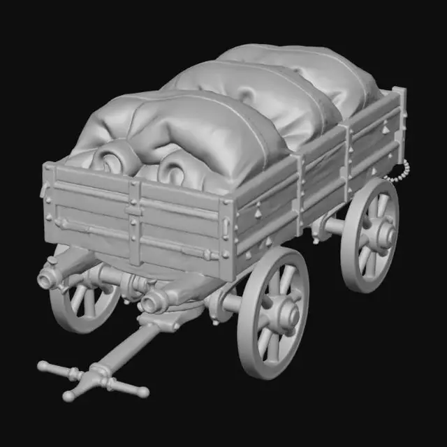 3D model for Wagon of Burlap Sacks