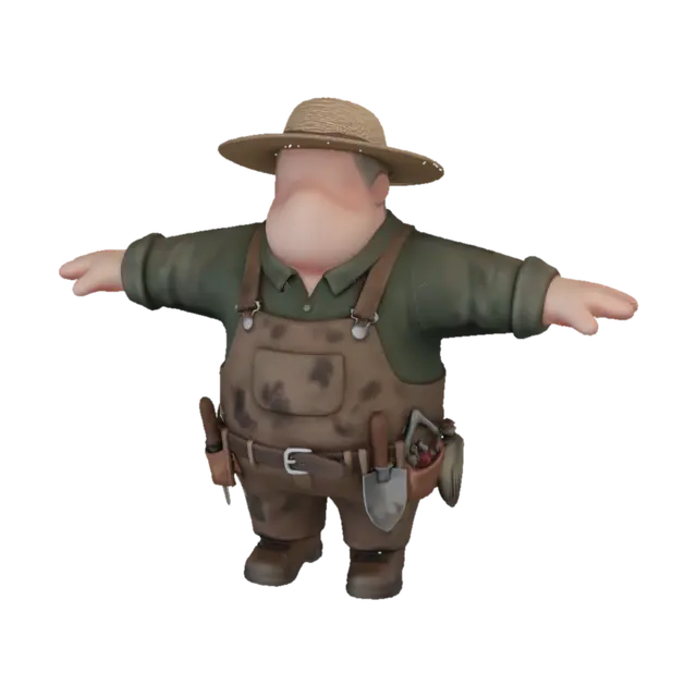 Gardener - Workclothes-3D-modell, genererad av AI