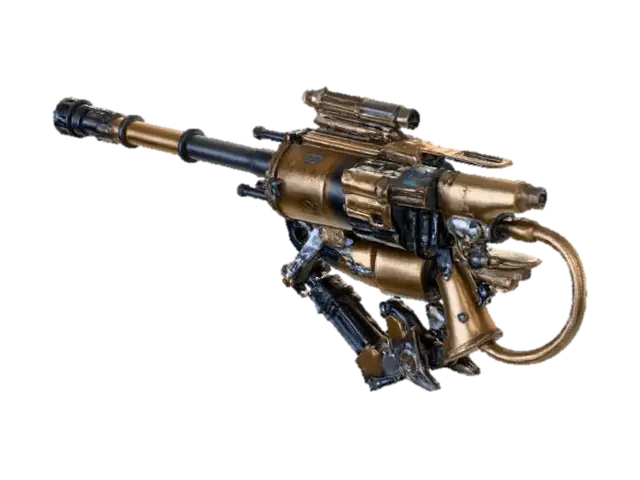 3D asset prompt: heavy biomechanical harpoon cannon for abyss hunters, dark fantasy… 3D model, vytvořený pomocí AI