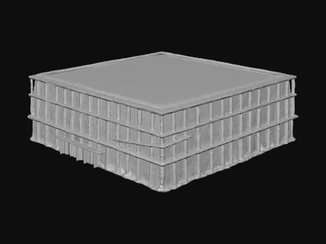 3D model for modern glass building, steel frame structure, transparent facade, minimal design, open and bright, contemporary architecture, realistic 3D