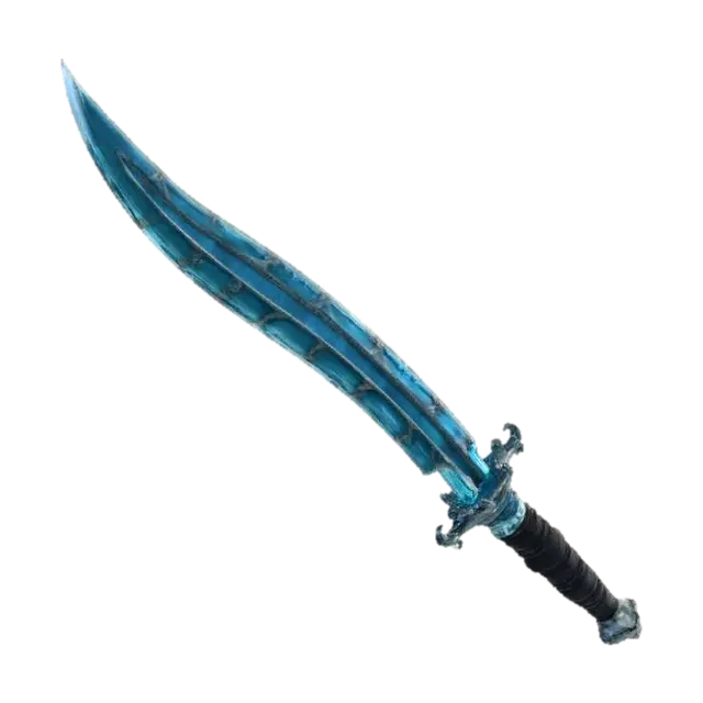 Ancient abyssal biomechanical katana relic, grown not forged. Slightly curved… - Advanced 3D model, vytvořený pomocí AI