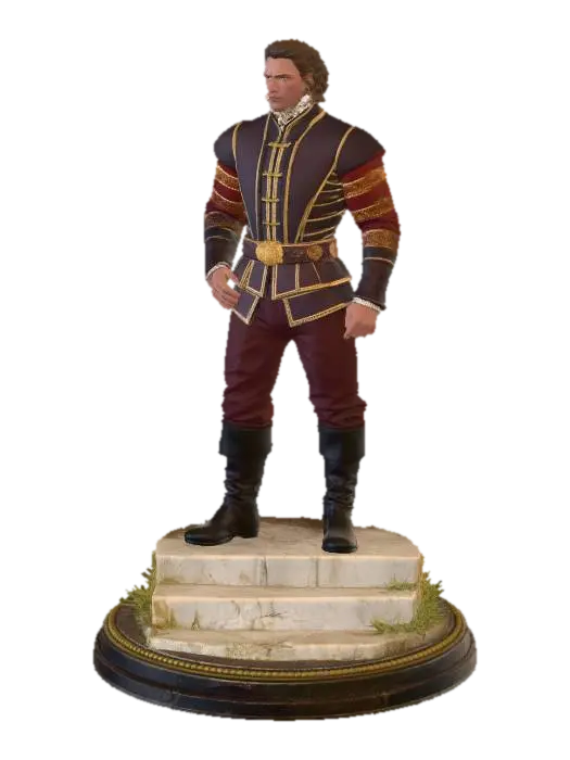 Florence man from renaissance over base - Daemon 3D model, vytvořený pomocí AI