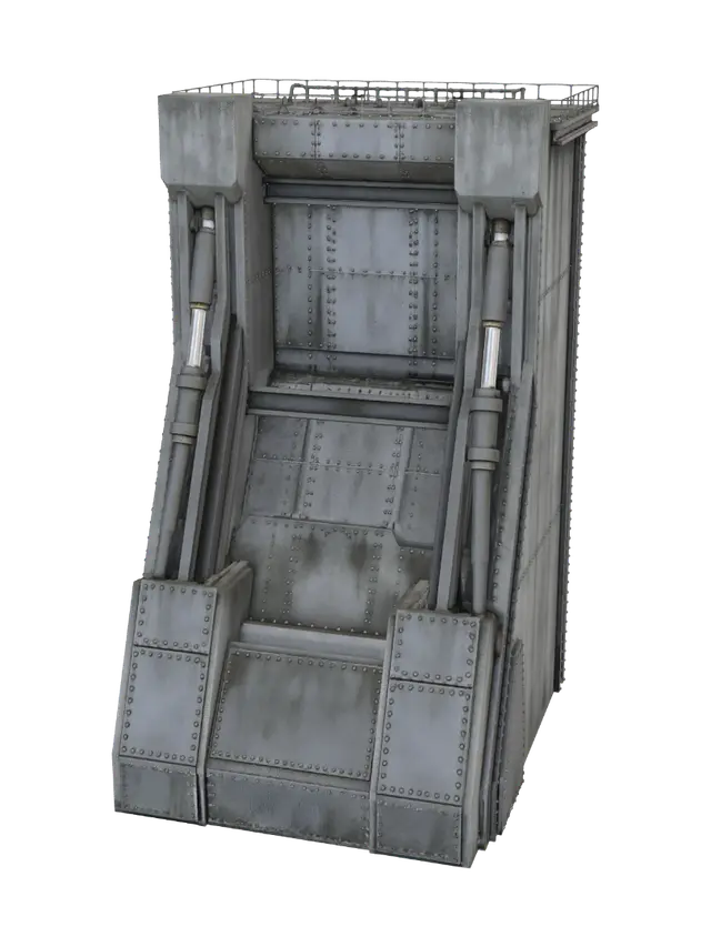水坝支撑机械墙面 - Engineering-3D-modell, genererad av AI