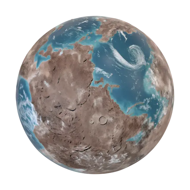 超真实渲染星球 - Orbit 3D model, vytvořený pomocí AI