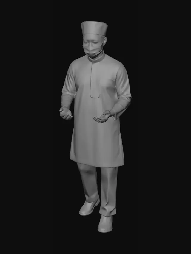 3D model for Medical Professional in White Attire and Mask