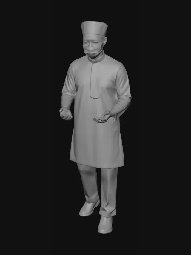 3D model for Medical Professional in White Attire and Mask