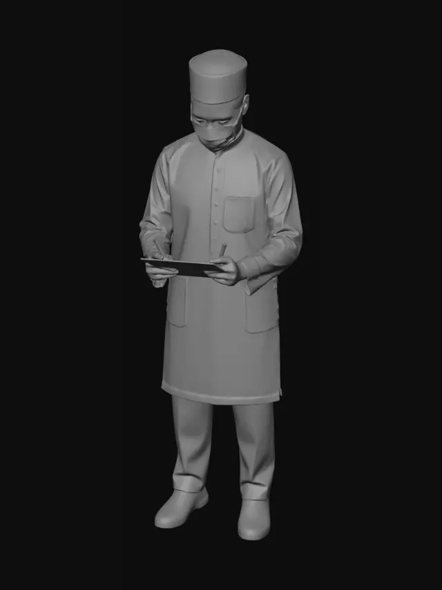 3D model for Traditional Attire Medical Professional with Clipboard