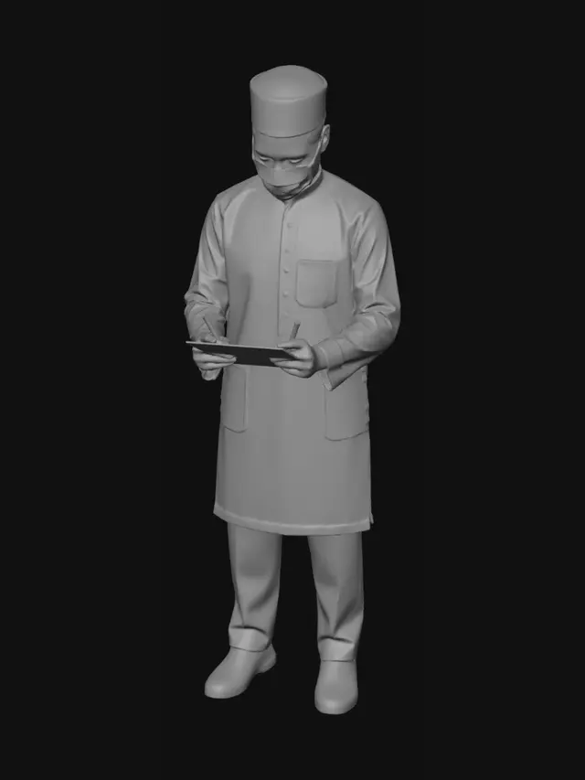 3D model for Traditional Attire Medical Professional with Clipboard