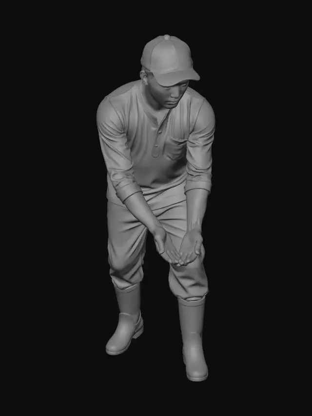 3D model for Farmer examining soil