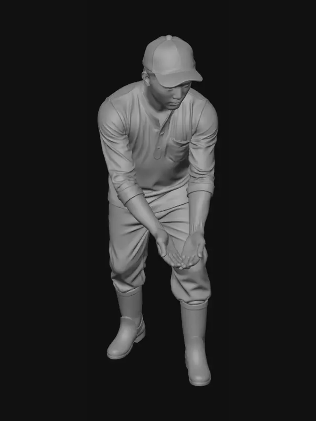 3D model for Farmer examining soil