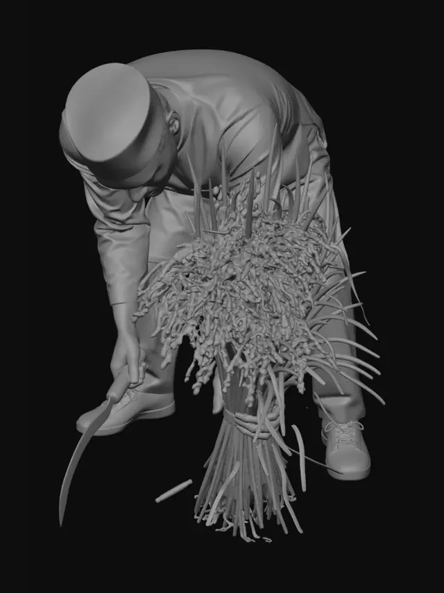 3D model for Rice Harvesting with a Sickle