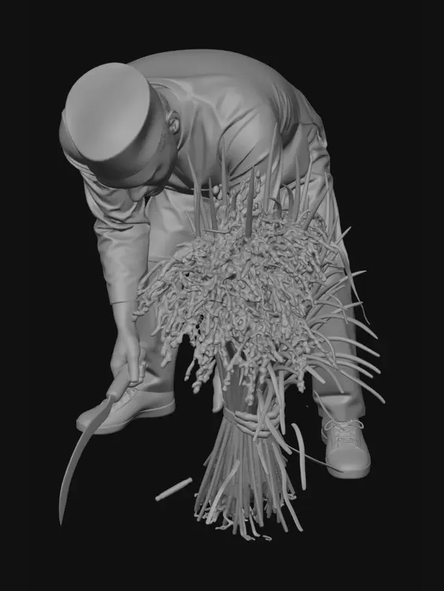 3D model for Rice Harvesting with a Sickle